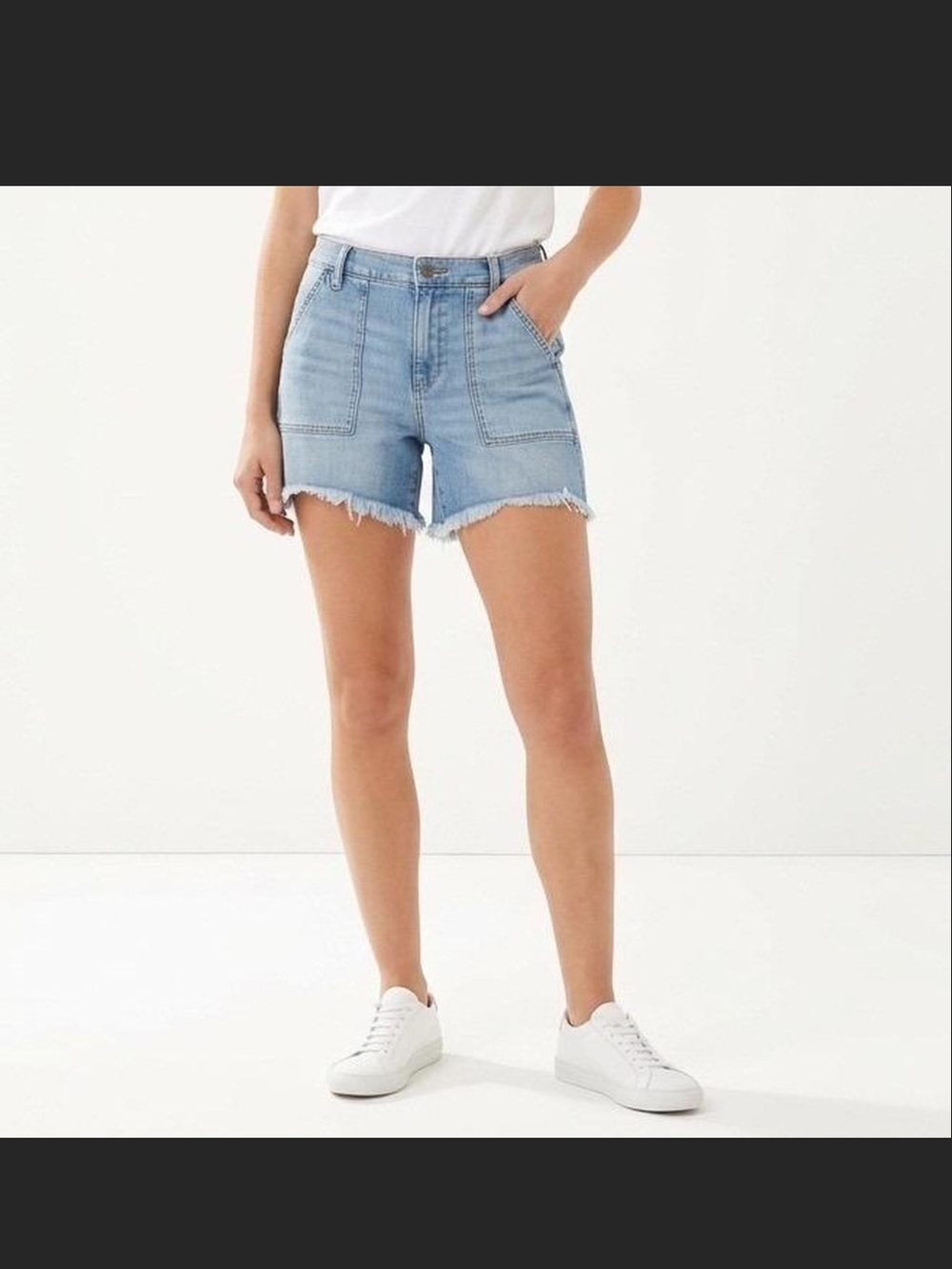 aerie Light Wash Denim Shorts with Frayed Hem